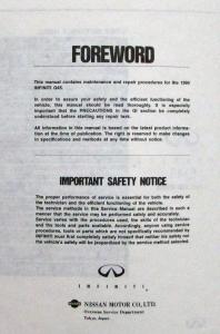 1990 Infiniti Q45 Service Shop Repair Manual - Boxed Glovebox Edition