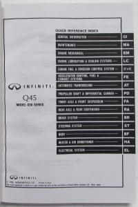 1994 Infiniti Q45 Service Shop Repair Manual - Boxed Glovebox Edition