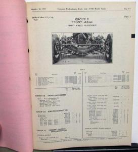 1940 Chrysler Preliminary Parts List Book C25 C26 C27 Royal Windsor Imperial