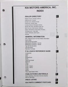 1997 Kia Parts Book Pricing and Information - September 15