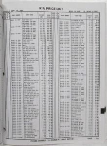 1997 Kia Parts Book Pricing and Information - September 15