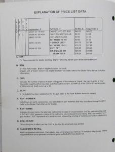 1997 Kia Parts Book Pricing and Information - December 1