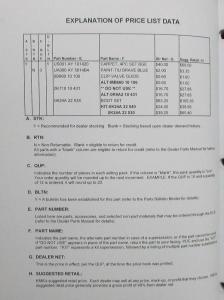 1998 Kia Parts Book Pricing and Information - June 1