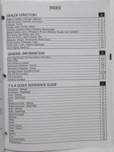 1998 Kia Parts Book Pricing and Information - June 1