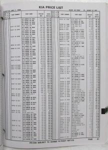 1998 Kia Parts Book Pricing and Information - June 1