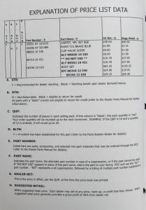 1998 Kia Parts Book Pricing and Information - October 5