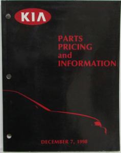 1998 Kia Parts Book Pricing and Information - December 7