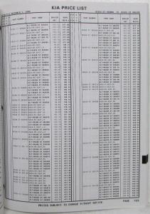 1998 Kia Parts Book Pricing and Information - December 7