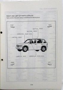 1997 Kia Sportage Parts Book Catalog - Revised November - Model Year 1995-1998