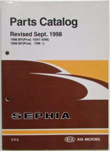 1998 Kia Sephia Parts Book Catalog - Revised September - Model Year 1998-1999