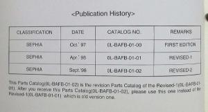 1998 Kia Sephia Parts Book Catalog - Revised September - Model Year 1998-1999