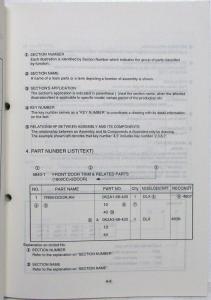 1998 Kia Sephia Parts Book Catalog - Revised September - Model Year 1998-1999