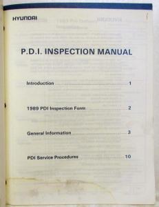 1989 Hyundai Pre-Delivery Inspection Manual