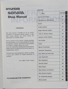 1989 Hyundai Sonata Service Shop Repair Manual