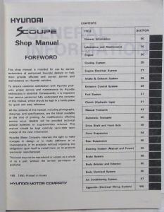 1991 Hyundai Scoupe Service Shop Repair Manual