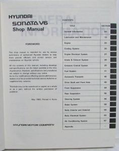 1991 Hyundai Sonata V6 Service Shop Repair Manual