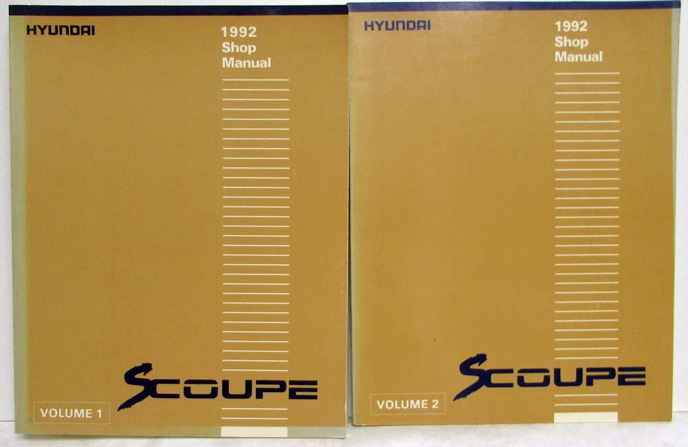 1992 Hyundai Scoupe Service Shop Repair Manual - 2 Volume Set