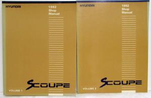 1992 Hyundai Scoupe Service Shop Repair Manual - 2 Volume Set