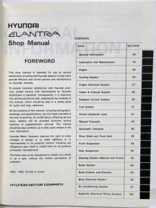 1992 Hyundai Elantra Service Shop Repair Manual