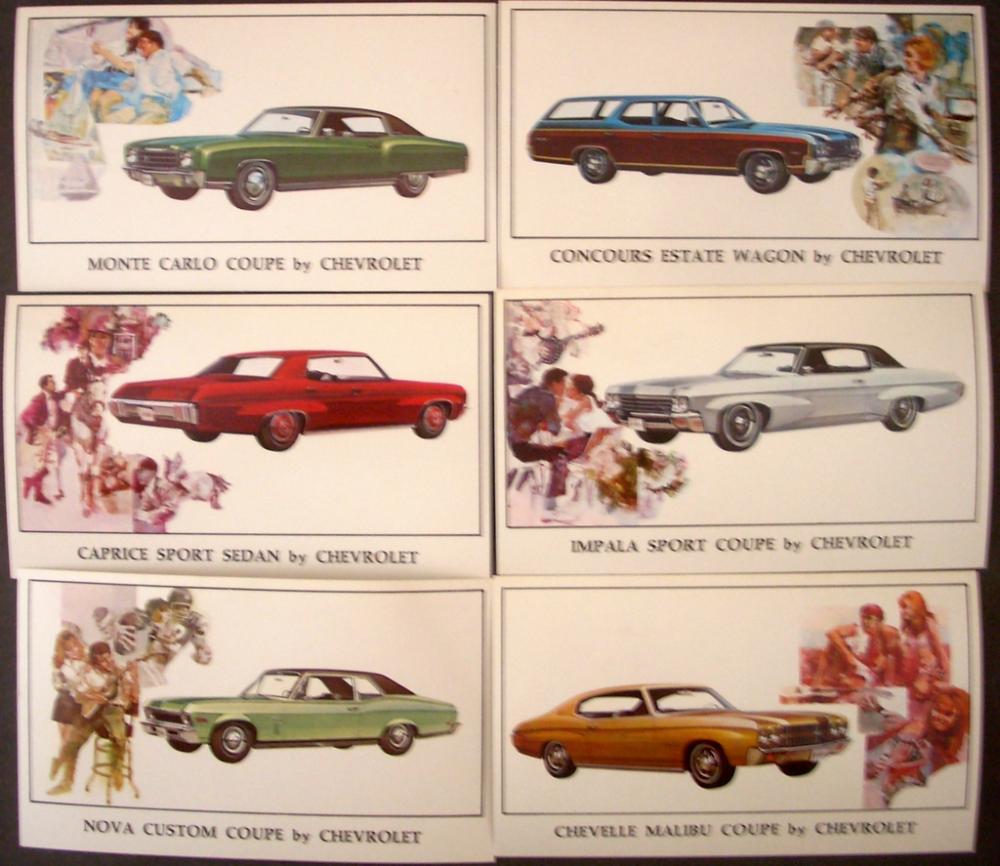 NOS 1970 Chevrolet Post Cards Chevelle Monte Carlo Nova Impala Caprice Wagon