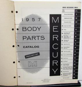 1957 Mercury Dealer Preliminary Body Parts Catalog Book Montclair Monterey Orig