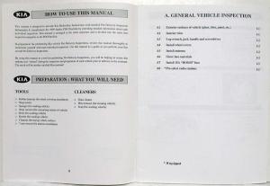 2000 Kia Sephia Dealer Pre-Delivery Inspection Manual