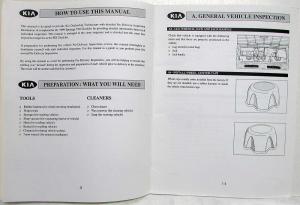 2000 Kia Sportage Dealer Pre-Delivery Inspection Manual