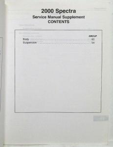 2000 Kia Spectra Service Manual Supplement
