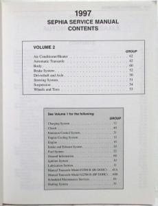1997 Kia Sephia Service Shop Repair Manual - 2 Volume Set