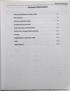 1998 Kia Sephia Service Shop Repair Manual - Preliminary