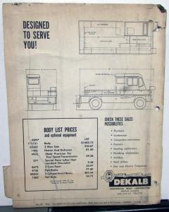 1963 Chevrolet Forward Control DeKalb Journeyman Plumbers Body Data Sheet