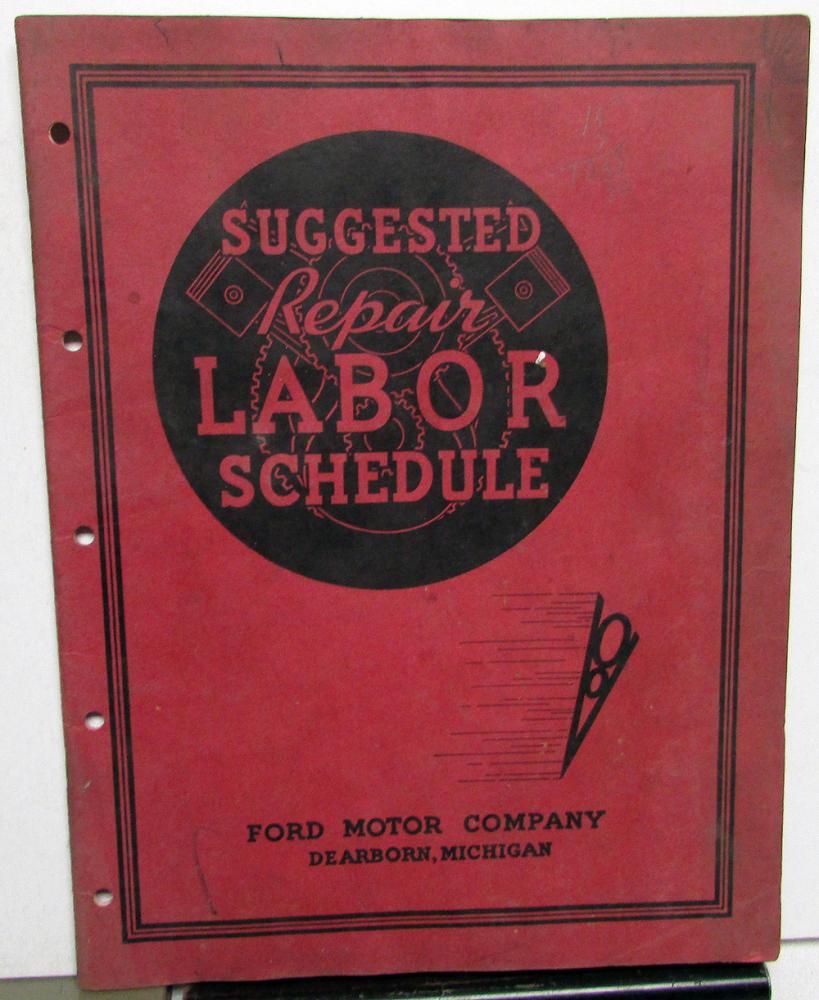 1937 Ford Dealer Suggested Repair Labor Schedule Book Prices Car & Truck Orig