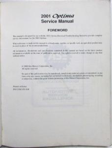 2001 Kia Optima Service Shop Repair Manual