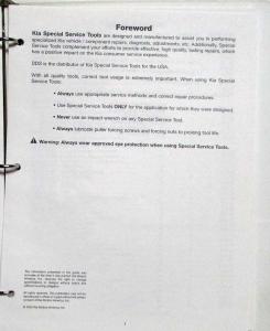 2002 Kia Special Service Tool Usage Guide Distributed by DDS