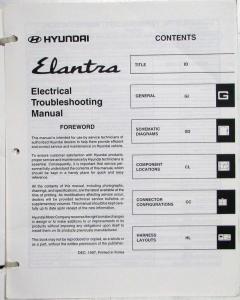1998 Hyundai Elantra Electrical Troubleshooting Manual Supplement