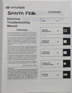2001 Hyundai Santa Fe Electrical Troubleshooting Manual