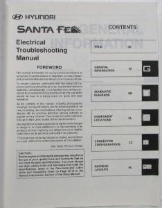 2001 Hyundai Santa Fe Electrical Troubleshooting Manual