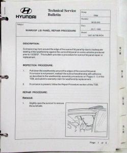 1998 Hyundai Technical Service Bulletins in Folder