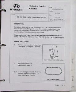 1998 Hyundai Technical Service Bulletins in Folder