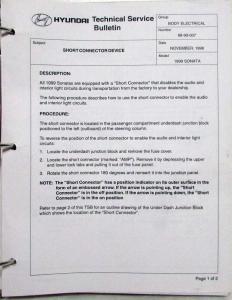 1998 Hyundai Technical Service Bulletins in Folder