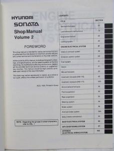 1994 Hyundai Sonata Service Shop Repair Manual - 2 Volume Set