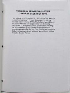 1999 Hyundai Technical Service Bulletins Volume 99