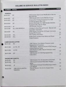 1999 Hyundai Technical Service Bulletins Volume 99