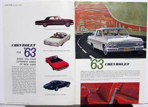 1963 Chevrolet Impala Belair Biscayne Chevy II Corvair Corvette Sales Brochure