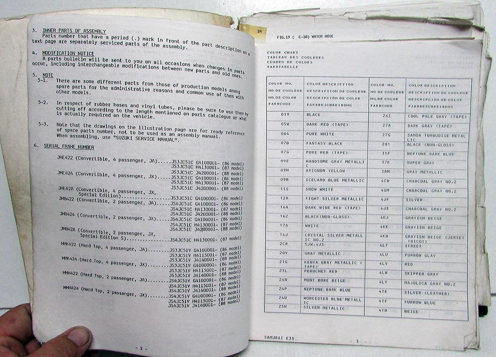 1993 Suzuki Samurai Parts Book Catalog June Model Year 1986 1987 1988