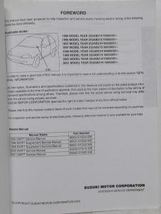 1999 2000 2001 Suzuki Swift Dealer Electrical Wiring Diagram Manual