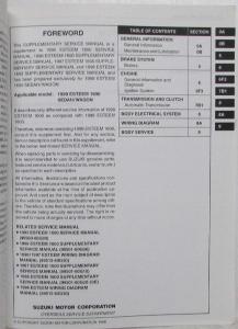 1999 Suzuki Esteem 1600 Supplementary Service Shop Repair Manual