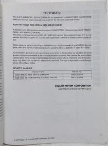1999 Suzuki Esteem 1800 Supplementary Service Shop Repair Manual