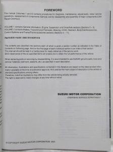2002 Suzuki Esteem SY416/SY418 Service Shop Repair Manual - 2 Volume Set
