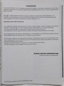 2002 Suzuki Esteem SY416/SY418 Service Shop Repair Manual - 2 Volume Set